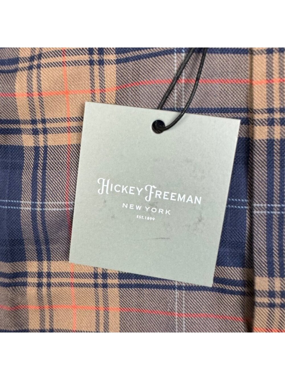 NEW Hickey Freeman Men's Flannel Button Flannel Shirt Blue/Brown Plaid • Large - Picture 3 of 10